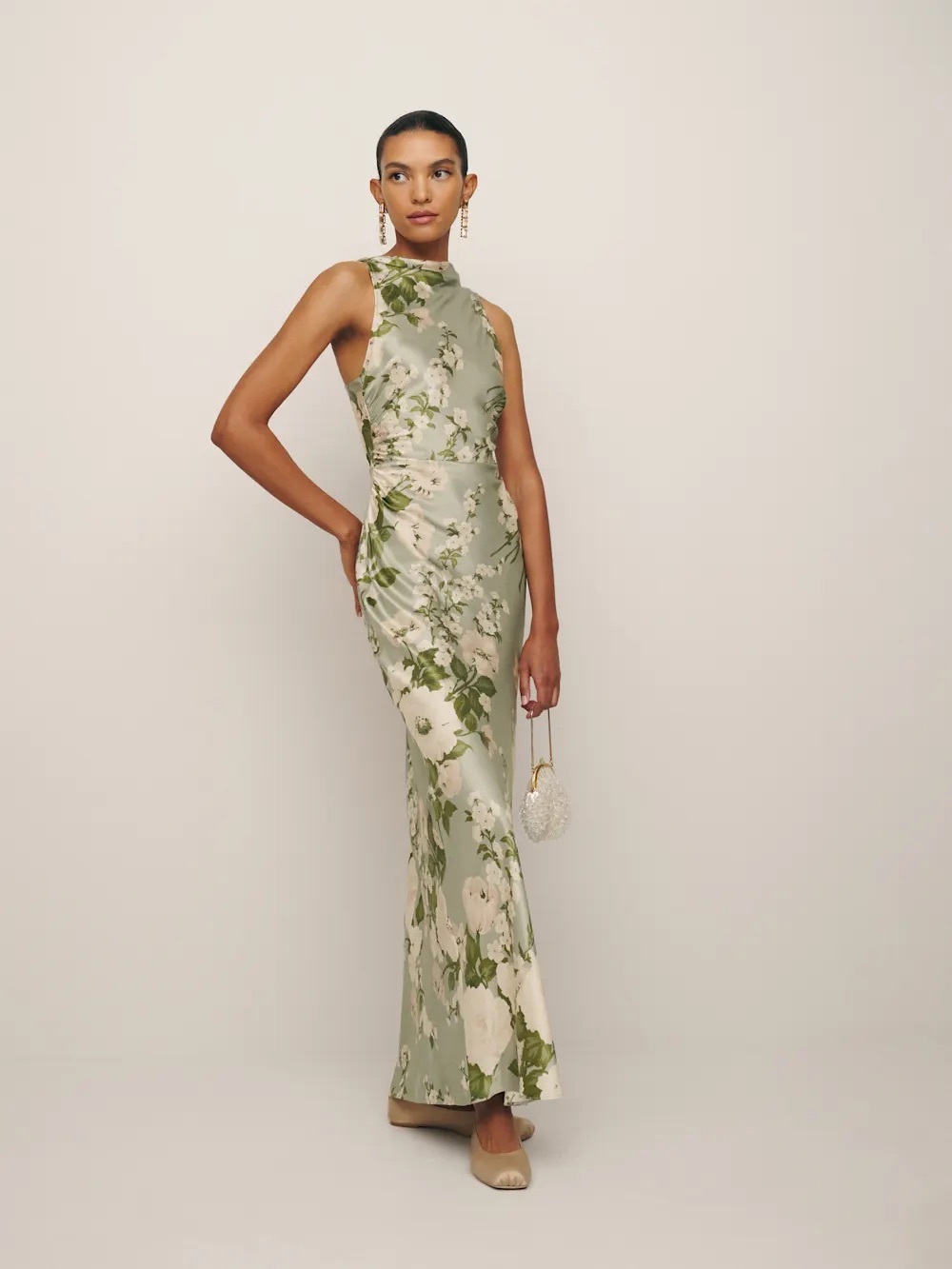 Reformation Sage Green Floral Maxi Dress